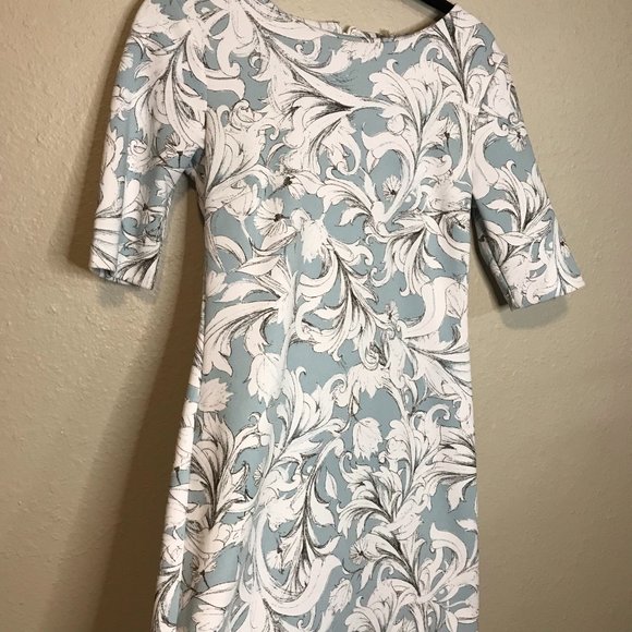 1. STATE Blue & White Baroque Pattern Work Dress - Picture 3 of 8